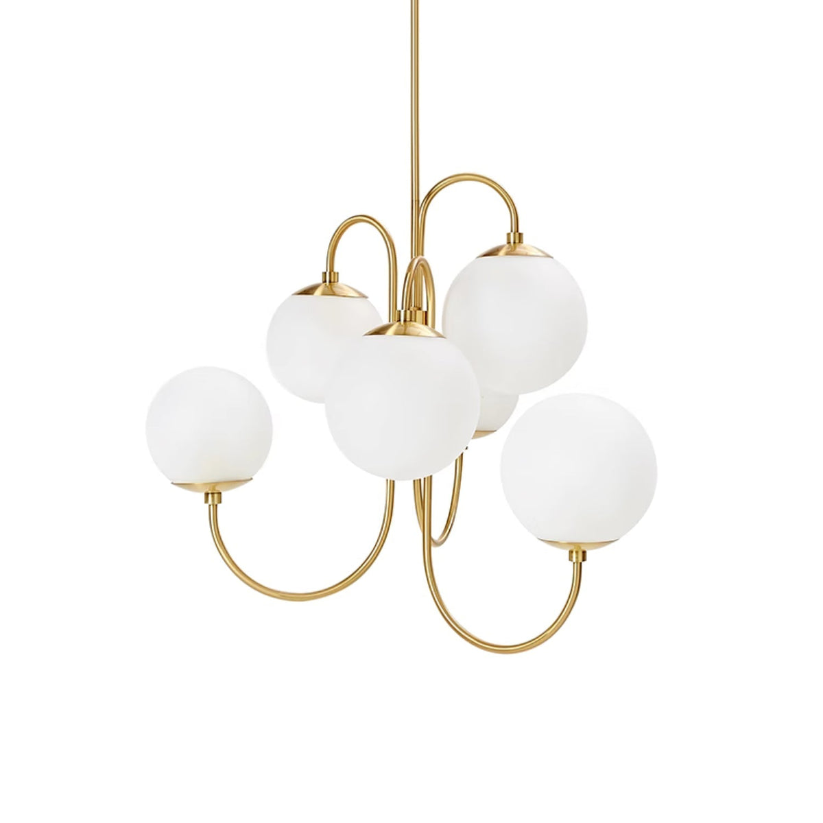 Multi-Arm Ceiling Light Fixture Metal Frame Frosted Glass Shades Gold Black White 30 Inch Diameter Living Room Dining Room Bedroom Overhead