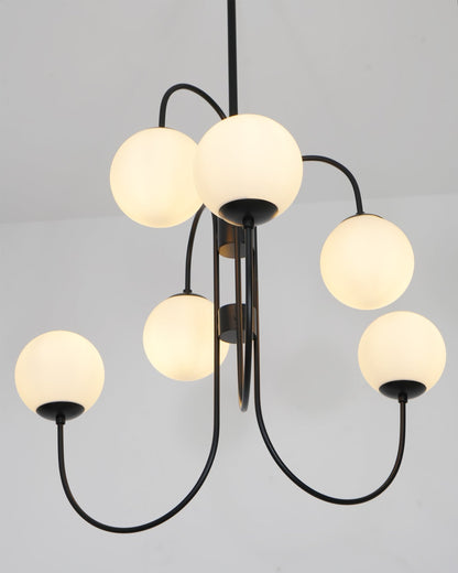 Multi-Arm Ceiling Light Fixture Metal Frame Frosted Glass Shades Gold Black White 30 Inch Diameter Living Room Dining Room Bedroom Overhead