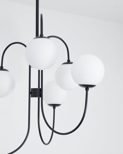 Multi-Arm Ceiling Light Fixture Metal Frame Frosted Glass Shades Gold Black White 30 Inch Diameter Living Room Dining Room Bedroom Overhead