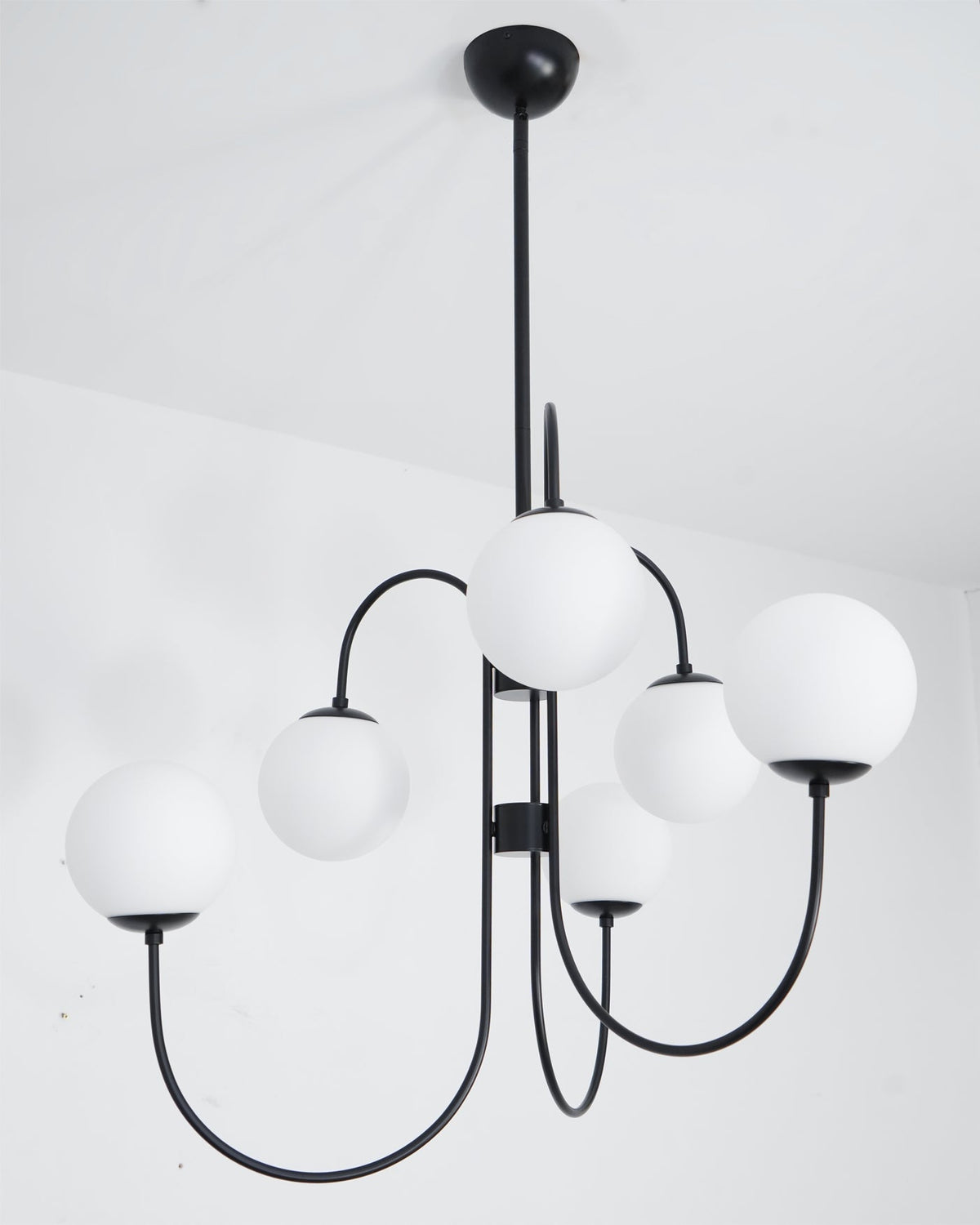 Multi-Arm Ceiling Light Fixture Metal Frame Frosted Glass Shades Gold Black White 30 Inch Diameter Living Room Dining Room Bedroom Overhead