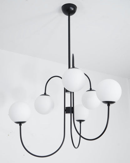 Multi-Arm Ceiling Light Fixture Metal Frame Frosted Glass Shades Gold Black White 30 Inch Diameter Living Room Dining Room Bedroom Overhead