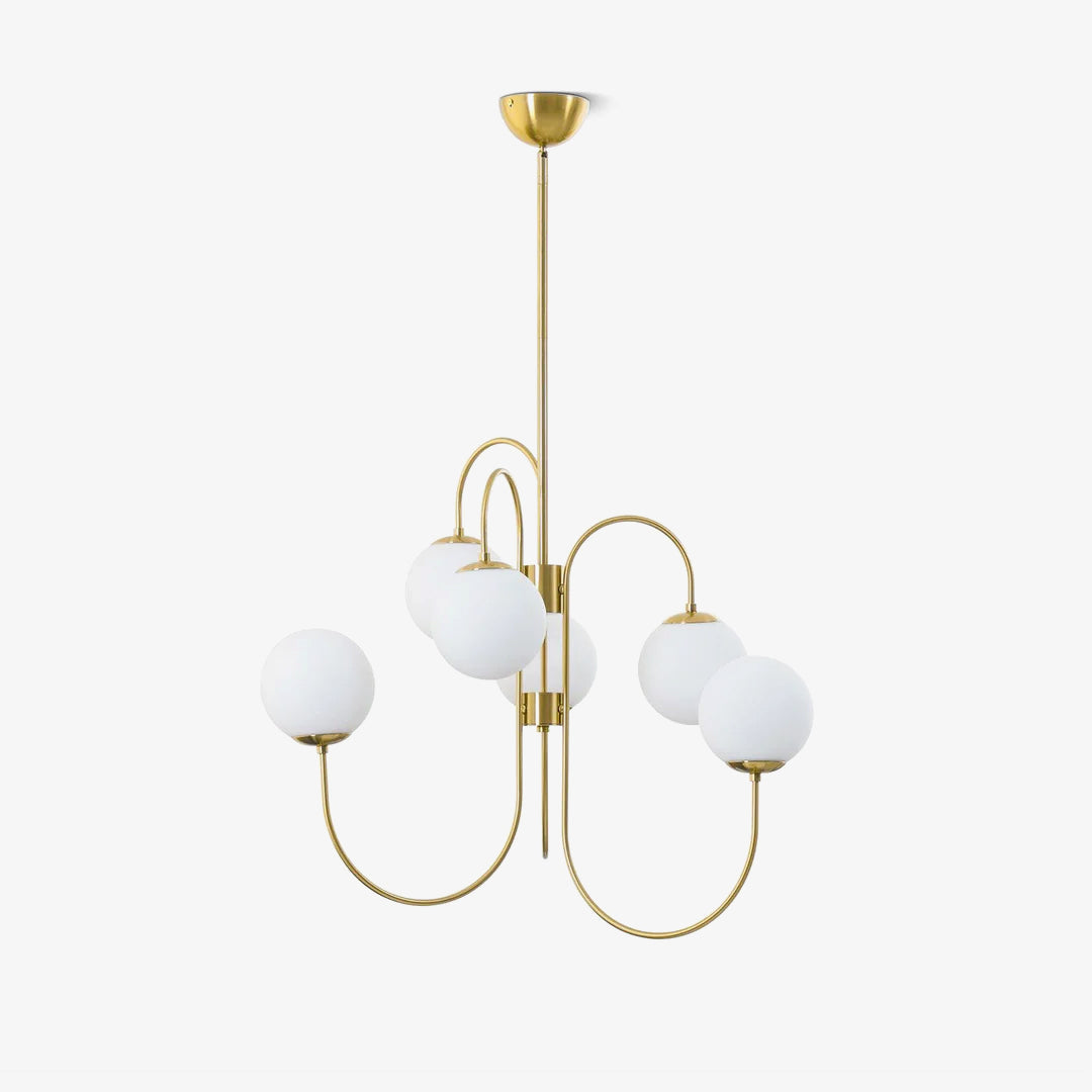Multi-Arm Ceiling Light Fixture Metal Frame Frosted Glass Shades Gold Black White 30 Inch Diameter Living Room Dining Room Bedroom Overhead