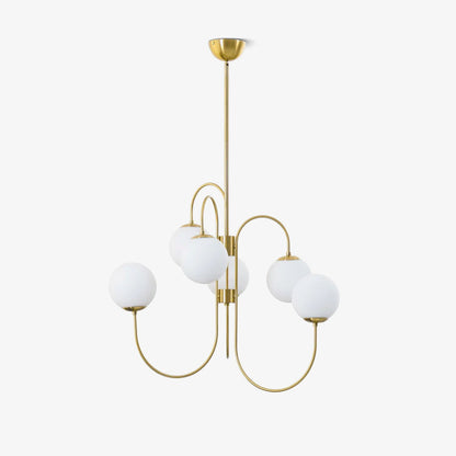 Multi-Arm Ceiling Light Fixture Metal Frame Frosted Glass Shades Gold Black White 30 Inch Diameter Living Room Dining Room Bedroom Overhead