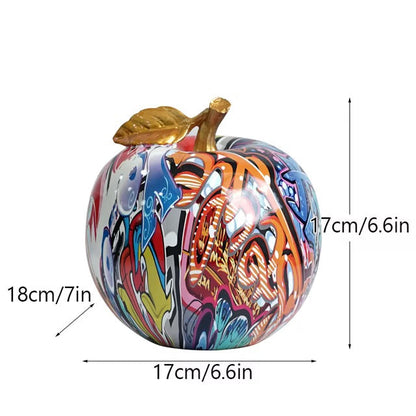 Graffiti Painted Apple Sculpture – High-Quality Resin Decorative Art for Home Decor