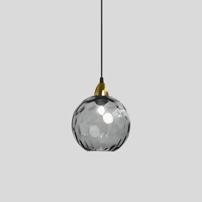 Spherical Glass Ceiling Fixture E26 Socket 8-Inch Gray Shade for Dining Areas Bedrooms Kitchens Adjustable Cord Ambient Fixture