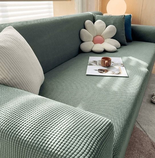 Stretch Sofa Cover Non-Slip Ribbed Jacquard Couch Slipcover Protector for Living Room