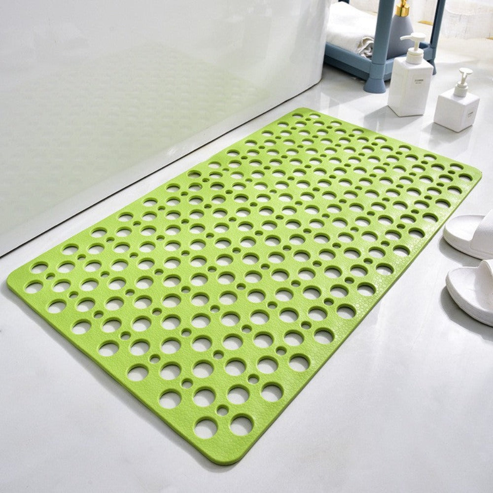 Bath Mat with Suction Cups – Textured Non-Slip Surface, Quick-Drain TPE, Antibacterial Rubber for Shower Floor, Tub Safety for Seniors