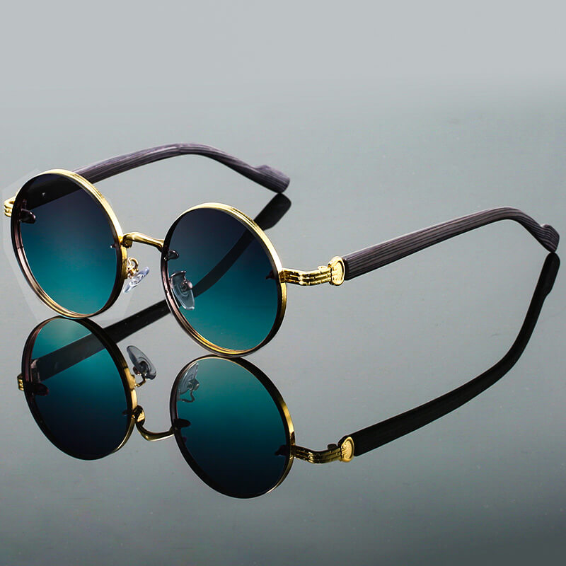 Round Vintage Sunglasses UV400 Protection Lightweight Metal Frame Gradient Lenses Retro Circle Shades for Women Men Festival Beach