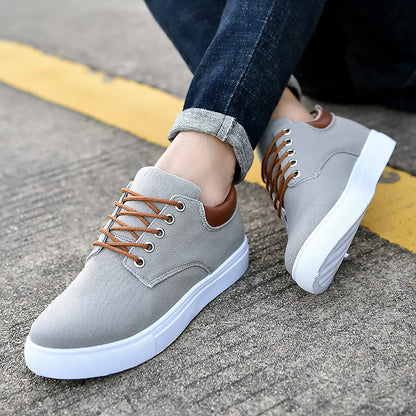 Canvas Sneakers for Men with Platform Sole – Casual Lace-Up Shoes for Work, Weekends & Everyday Wear