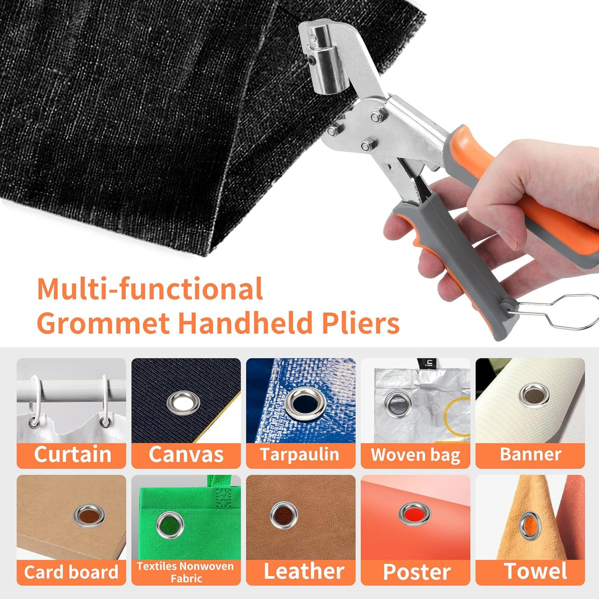 Grommet Tool with Double Leverage, Heavy Duty Grommet Kit, Leather Punch Tool for Vinyl and Fabric Projects