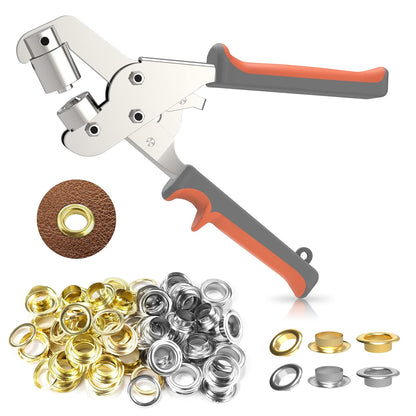 Grommet Tool with Double Leverage, Heavy Duty Grommet Kit, Leather Punch Tool for Vinyl and Fabric Projects