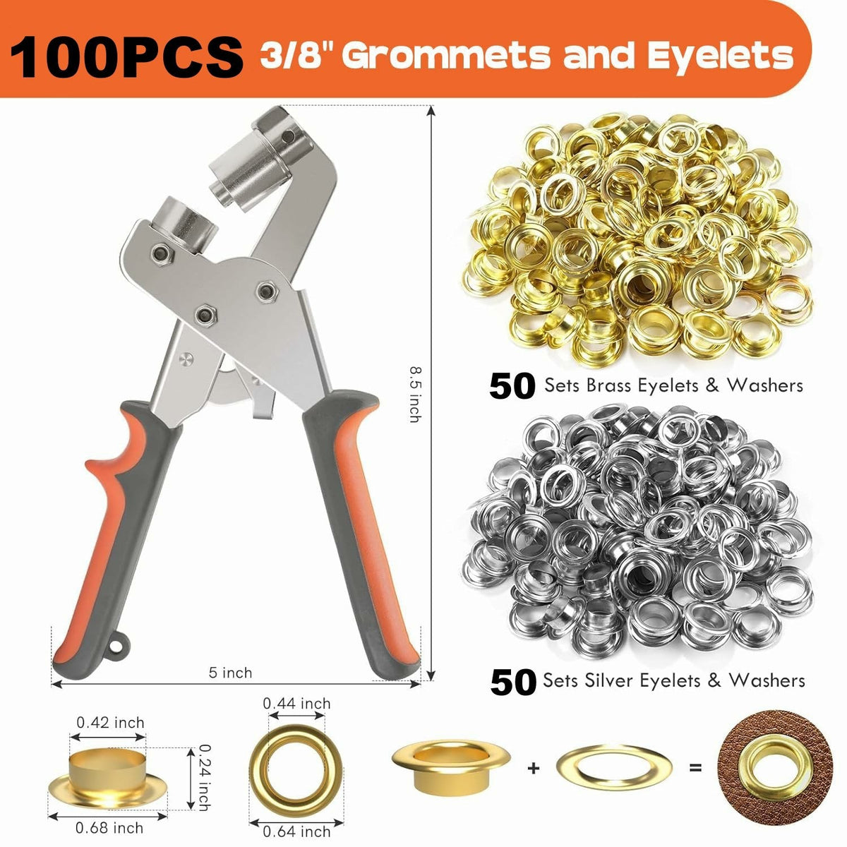 Grommet Master Kit | Heavy-Duty Grommet Tool with Double Leverage | Effortless Installation for DIY Projects
