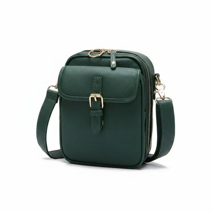 Square Leather Crossbody Purse with Secure Zipper Closure – Compact Shoulder Bag for Women, Daily Commute & Travel Organizer