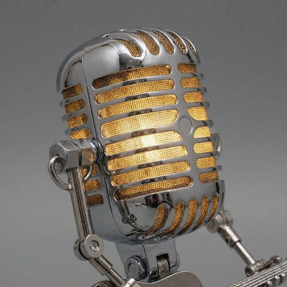 Robot Musician Accent Lamp with Guitar Detail 8.7 in Plastic LED Nightstand Light for Bedroom Office Music Room Unique Desk Decor Gift