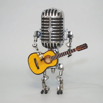 Robot Musician Accent Lamp with Guitar Detail 8.7 in Plastic LED Nightstand Light for Bedroom Office Music Room Unique Desk Decor Gift