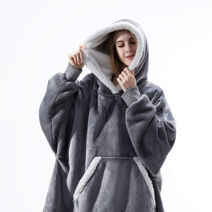Oversized Wearable Blanket Hoodie with Pocket – Soft Fleece Throw for Couch & Bed – One Size Adults & Teens