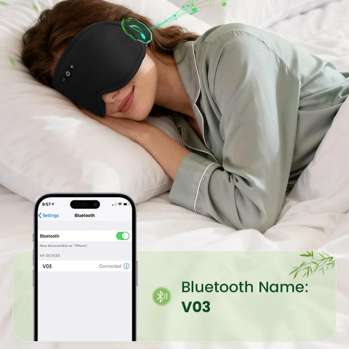 Serenity Collection | Bluetooth 5.4 3D Sleep Eye Mask with Zero Side Pressure | Breathable & Light Blocking for Restful Sleep