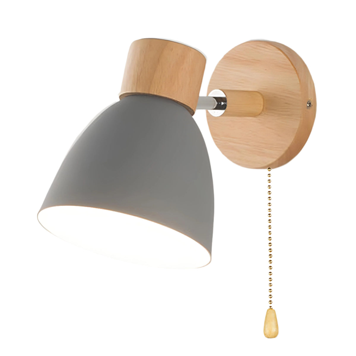 Wood and Metal Wall Sconce with Pull Chain Switch for Bedroom Living Room Hallway | Modern Farmhouse Wall Light Fixture E27 Socket