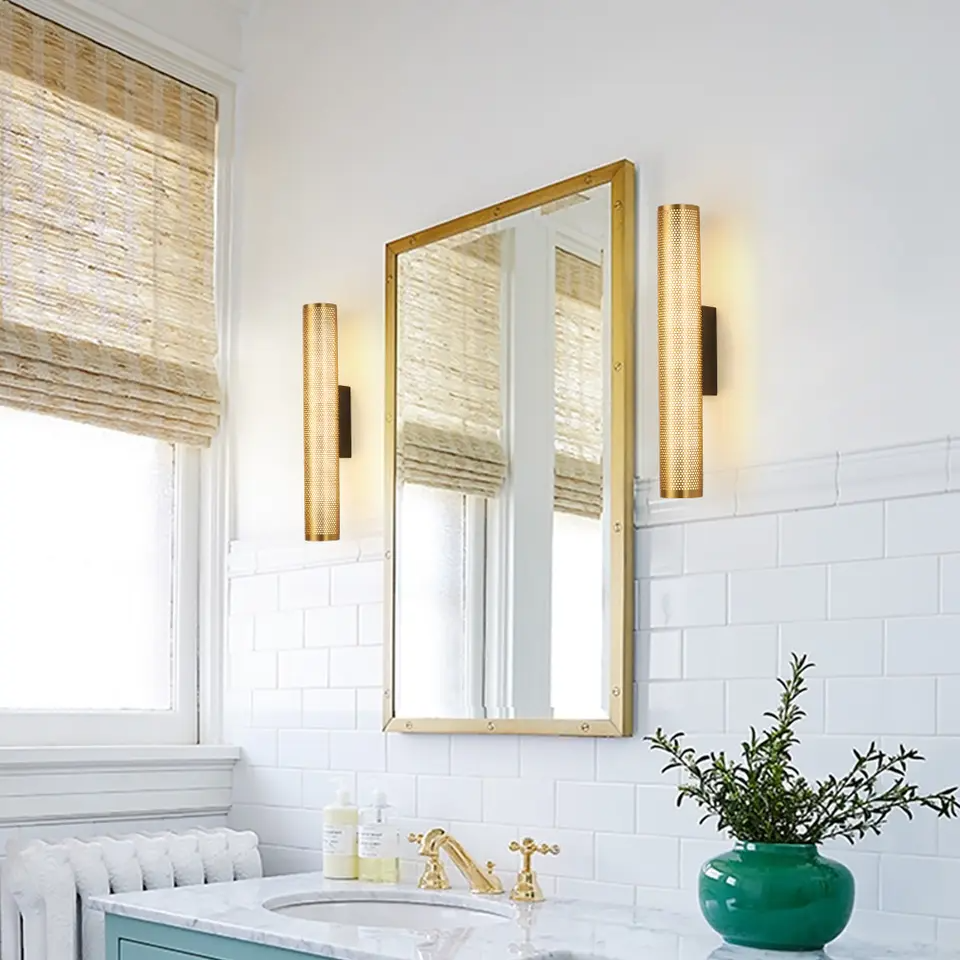 Hardwired Bathroom Vanity Light Fixture with Gold Finish, Modern Wall Mount Sconce for Bedroom, Living Room, Powder Room & Hallway
