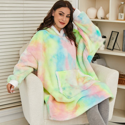 Oversized Wearable Blanket Hoodie with Pocket – Soft Fleece Throw for Couch & Bed – One Size Adults & Teens