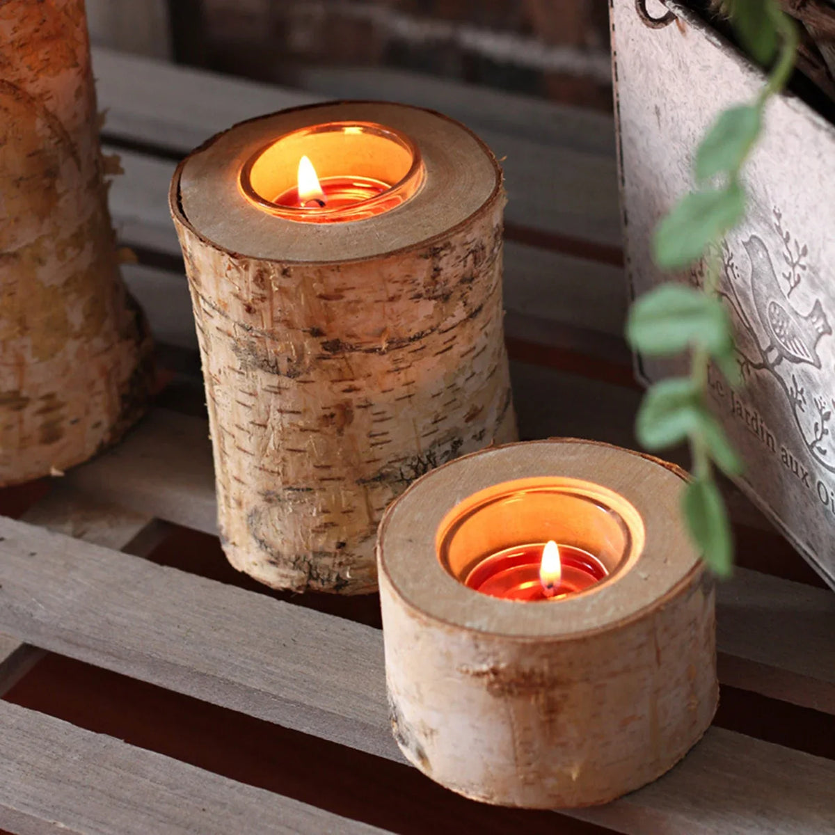 Natural Wood Tealight Stand 2-8 Inches Farmhouse Table Accent Organic Bark Texture Mantel Display Home Centerpiece Décor