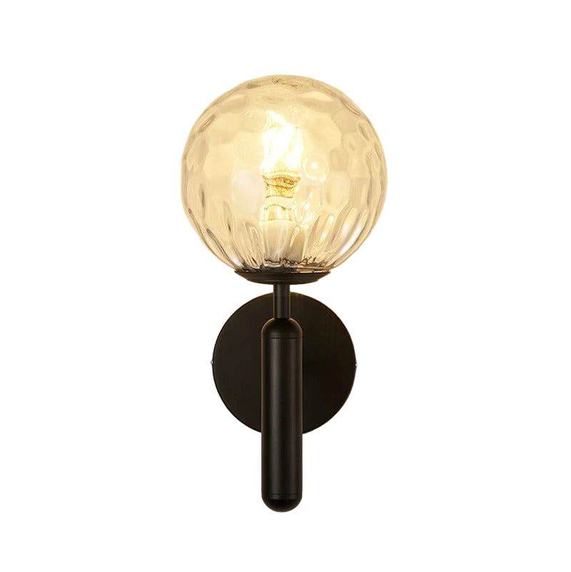 Globe Wall Sconce with 5.5-Inch Glass Shade Black and Gold Finish Bedroom Hallway Ambient Light E14 Socket Modern Minimalist Design for Entr