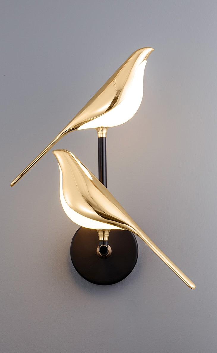 Magnetic Swivel Bird Sconce with 3-Mode LED – Gold Metal Statement Light for Bedroom & Living Room Walls