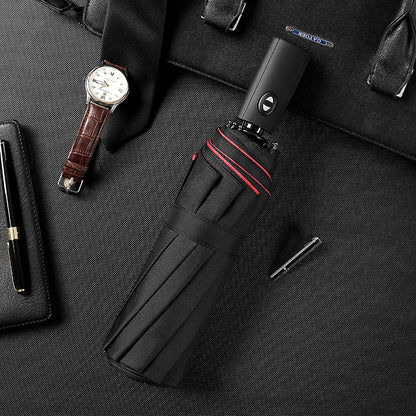 Reverse-Close Inverted Umbrella with Auto-Open Button – Wind-Resistant Double-Layer Canopy for Storm Protection – Hands-Free C-Handle
