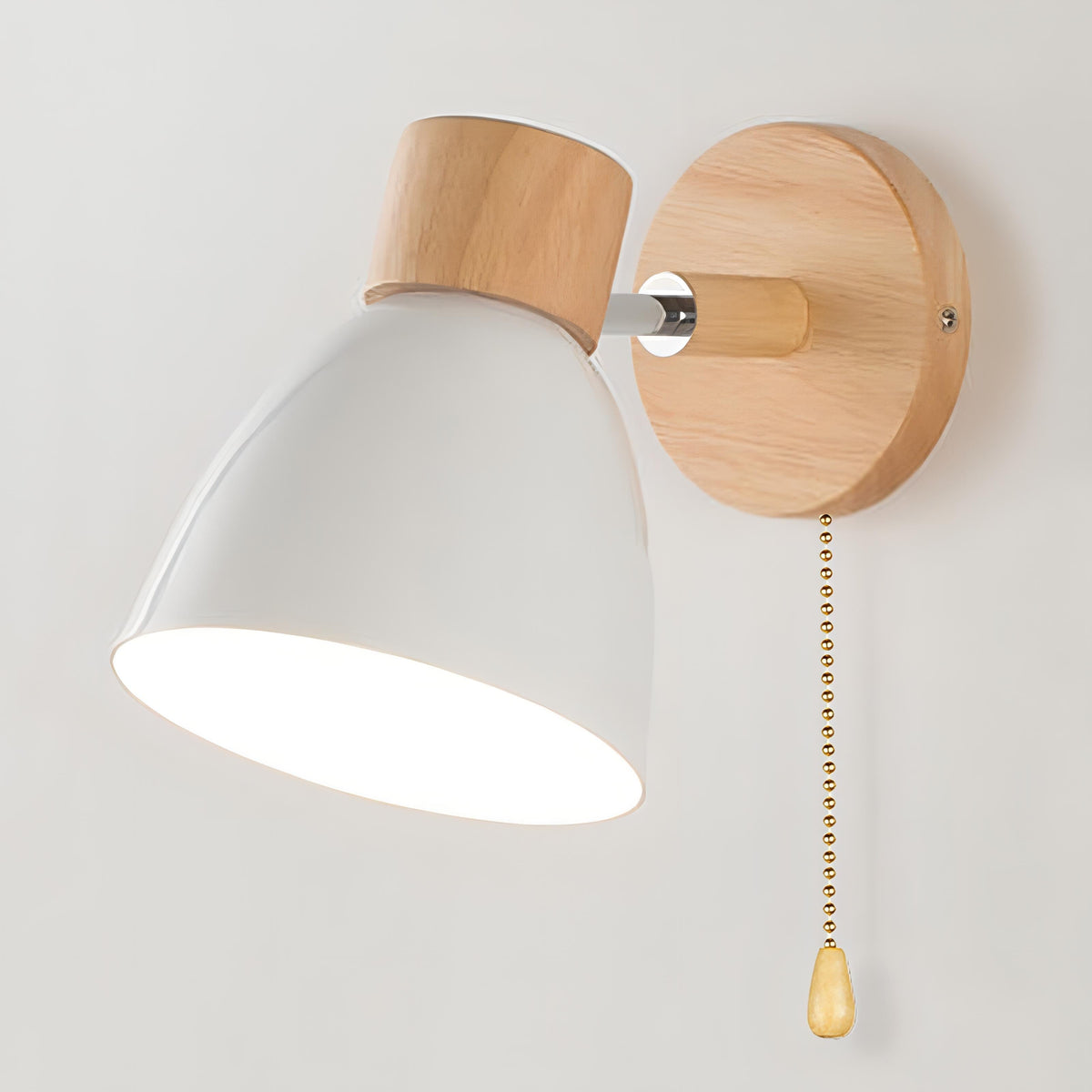 Wood and Metal Wall Sconce with Pull Chain Switch for Bedroom Living Room Hallway | Modern Farmhouse Wall Light Fixture E27 Socket
