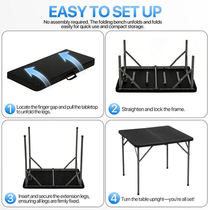 Versatile Foldable Picnic Table | 4FT Adjustable Height Design | Heavy-Duty & Portable for Camping, BBQs, and Events