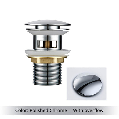 Vessel Sink Drain Assembly with Pop-Up Stopper for Modern Bathrooms – Overflow & Non-Overflow Configurations