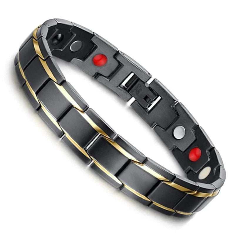 Magnetic Wellness Bracelet with Hematite Beads for Pain Relief & Circulation – Adjustable Stainless Steel Design