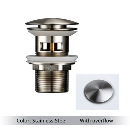 Vessel Sink Drain Assembly with Pop-Up Stopper for Modern Bathrooms – Overflow & Non-Overflow Configurations