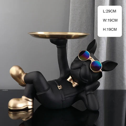 Decorative Canine Figurine in Butler Pose Resin Sculpture for Living Room Entryway Home Accent Pet Lover Gift Frenchie Dog Display Piece