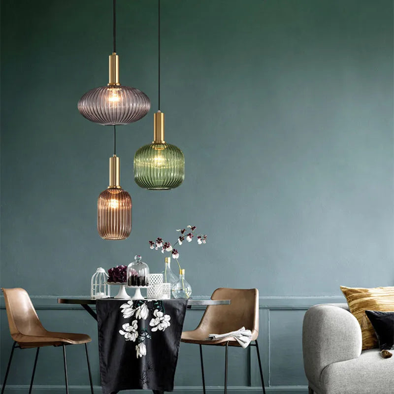 Glass Shade Hanging Ceiling Light E27 Socket Multi-Color Options for Kitchen Island Dining Room Bar Lounge Adjustable Cable Mid-Century Styl