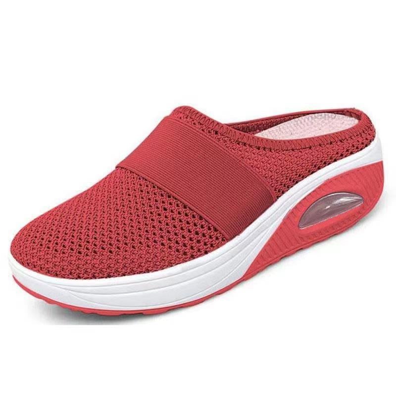 Cushioned Slip-On Walking Sneakers with Air Sole Technology for Women | Breathable Mesh Athletic Shoes for All-Day Standing and Comfort