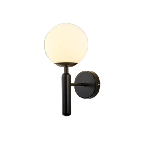 Globe Wall Sconce with 5.5-Inch Glass Shade Black and Gold Finish Bedroom Hallway Ambient Light E14 Socket Modern Minimalist Design for Entr
