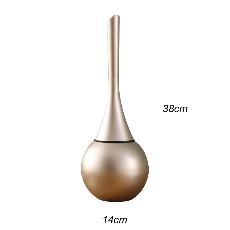 Freestanding Toilet Brush Holder Set 16 in Tall ABS Stainless Steel for Bathroom Cleaning Black Gold Finish Compact Space-Saving Design Gues