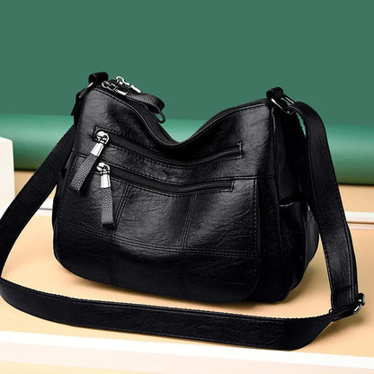 Women's Structured Leather Handbag - Everyday Tote with Top Handle & Crossbody Strap for Work Office Shopping Travel