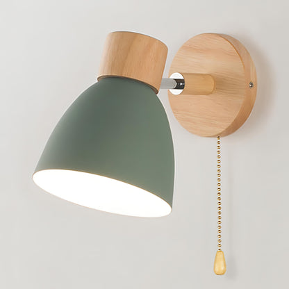 Wood and Metal Wall Sconce with Pull Chain Switch for Bedroom Living Room Hallway | Modern Farmhouse Wall Light Fixture E27 Socket
