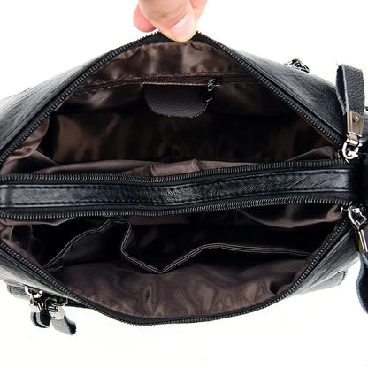 Women's Structured Leather Handbag - Everyday Tote with Top Handle & Crossbody Strap for Work Office Shopping Travel