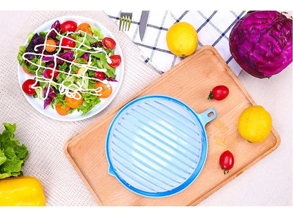 Vegetable Chopper Bowl with Built-In Blade Strainer for Quick Meal Prep Kitchen Salad Maker Dual Function Cutting and Draining