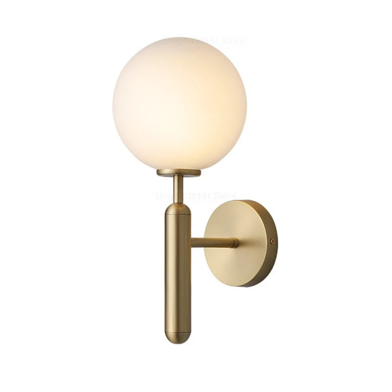 Globe Wall Sconce with 5.5-Inch Glass Shade Black and Gold Finish Bedroom Hallway Ambient Light E14 Socket Modern Minimalist Design for Entr