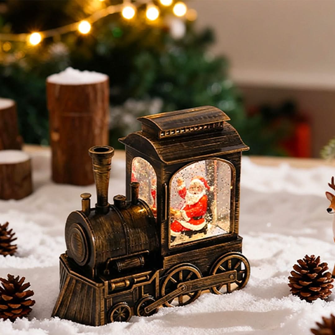 CLAUSGLOBE – Santa Train Snow Globe Lamp for Magical Holiday Ambience
