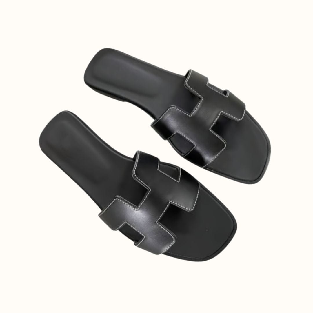 Women's Slip-On Sandals Flat Synthetic Leather Slide Slippers White Black Brown Pink Gold for Summer Beach Casual Everyday
