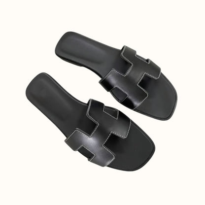 Women's Slip-On Sandals Flat Synthetic Leather Slide Slippers White Black Brown Pink Gold for Summer Beach Casual Everyday