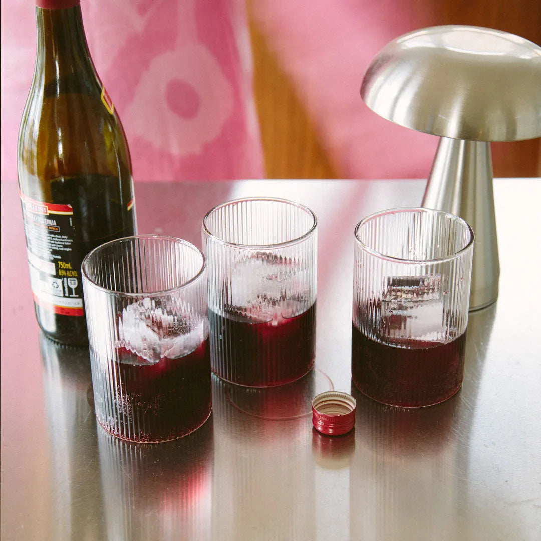 Textured Tumbler Glass 14 fl oz Clear Glassware for Water Juice Cocktails Wine Everyday Dining Entertaining Guests Kitchen Table Cylinder Dr