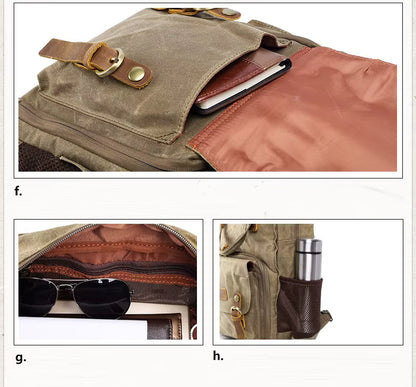 Water-Resistant Waxed Canvas Backpack for DSLR and 15-Inch Laptop