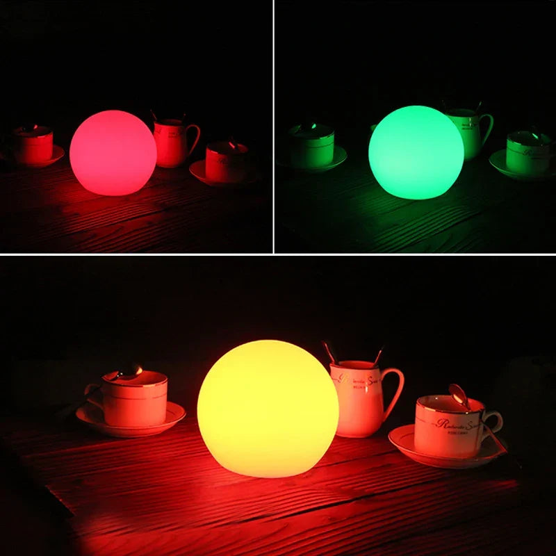 Rechargeable Color-Changing Sphere Accent Light with Remote | Cordless LED Orb for Bedroom, Living Room & Desk | 16-Color USB Table Lamp
