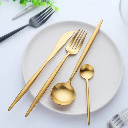 Stainless Steel Flatware Set 24 Pieces with Titanium Mirror Finish for Dining Room Kitchen Table Service Six Settings